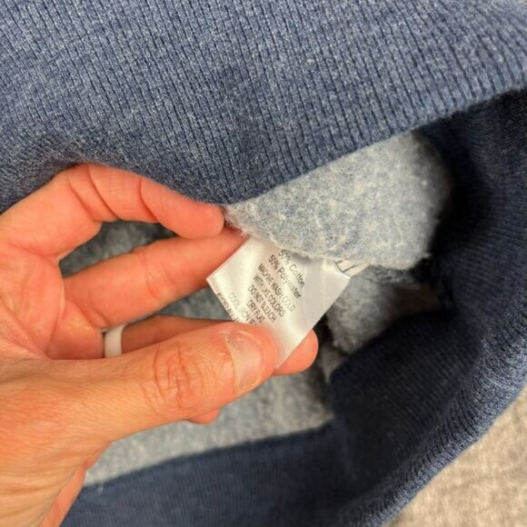 Burlebo Fleece Hoodie Mountain Spellout Navy Blue Men's XXL Pullover - Picture 5 of 10